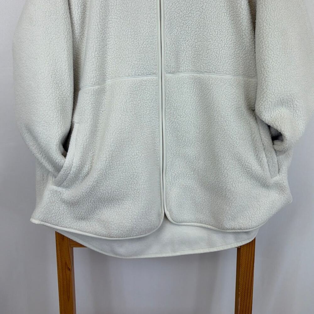 Tek Gear Cream Zip Front Pocket Hooded Sherpa Fleece Jacket Plus Size 2X - Picture 2 of 5